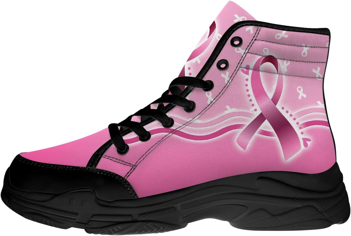 

Кеды на шнуровке высокие для женщин и мужчин с принтом «Рак груди», подарки для нее и него Quorax, розовый