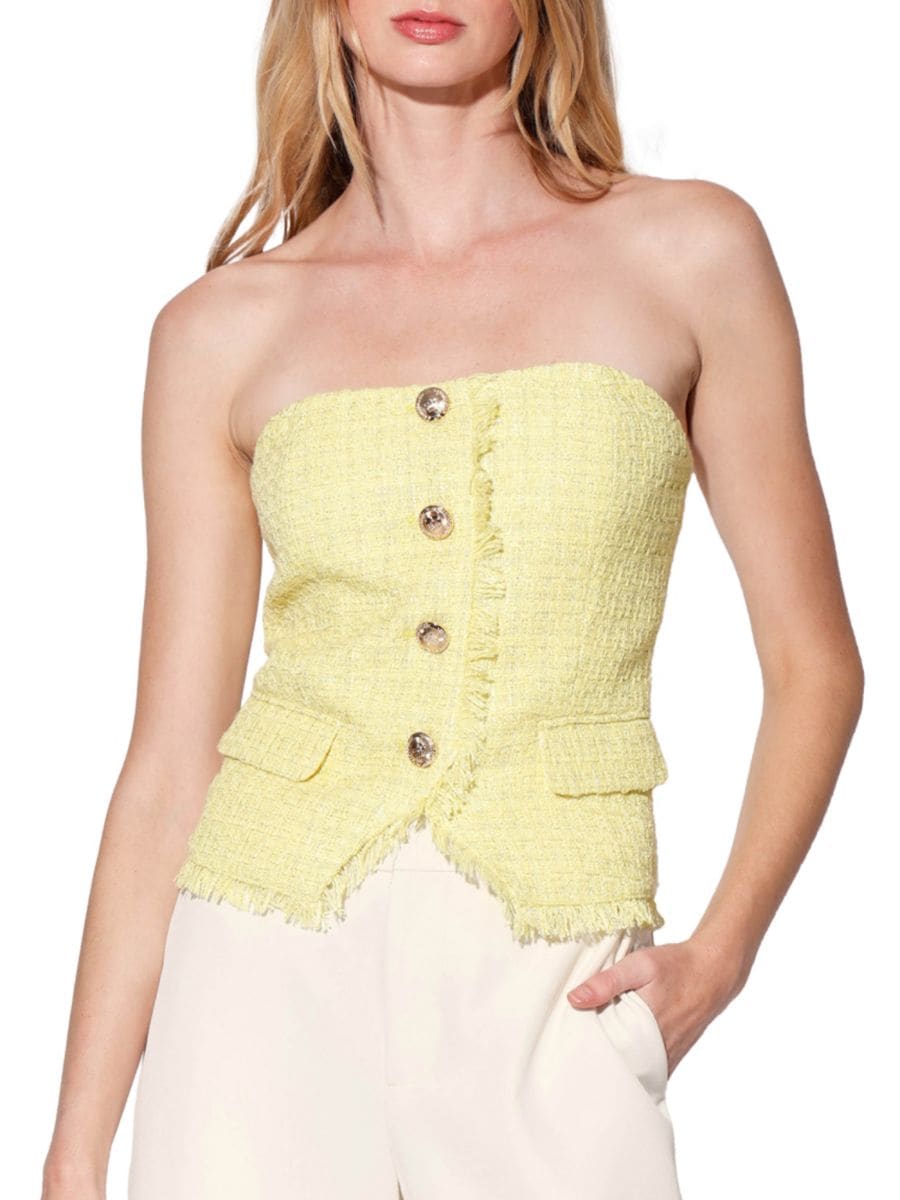 

​Тканый топ без бретелек из лимонного твида Walter Baker, цвет Lemon