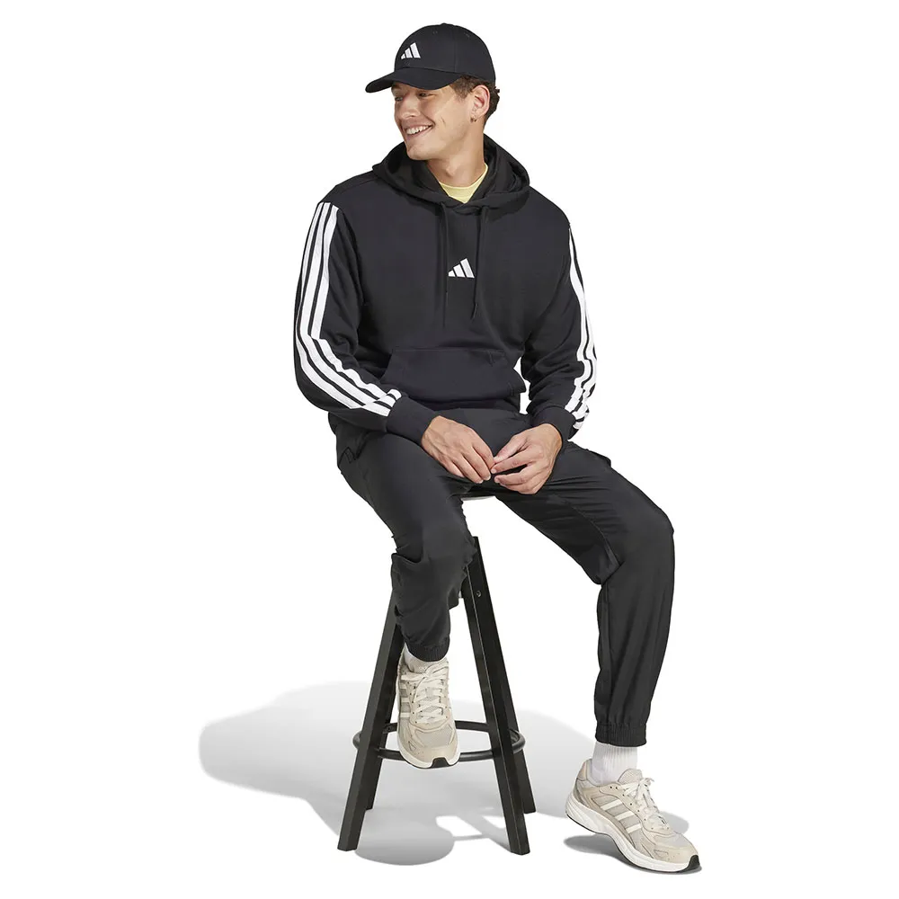 Худи adidas Essentials 3 Stripes French Terry, черный — фото 4