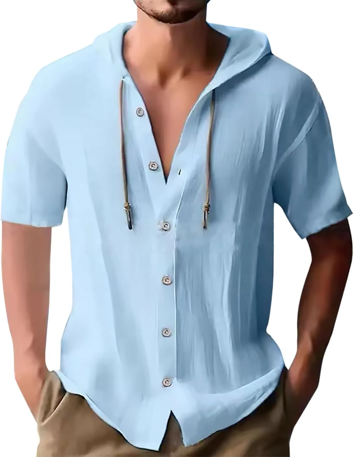 

Льняная рубашка для мужчин Casual Button Down xoxingysm