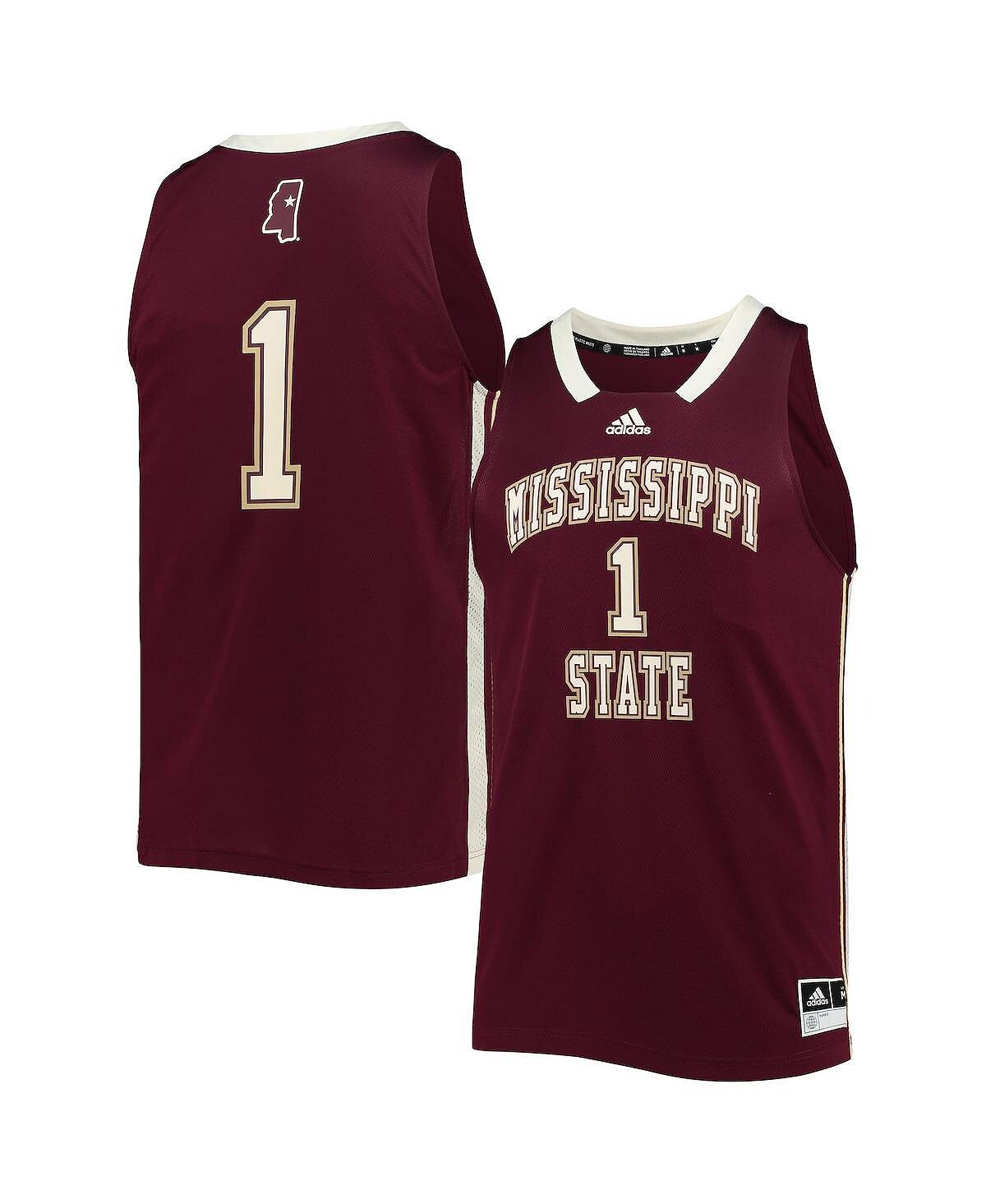 

Мужская майка #1 темно-бордового цвета с надписью Mississippi State Bulldogs Reverse Retro Retro adidas
