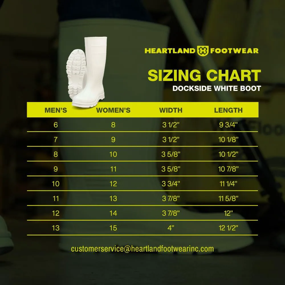 

Водонепроницаемые рабочие ботинки Heartland Dockside для мужчин и женщин - прочные, гибкие ПВХ ботинки для работы на воде с легким надеванием/снятием и нескользящей подошвой Heartland Footwear, белый