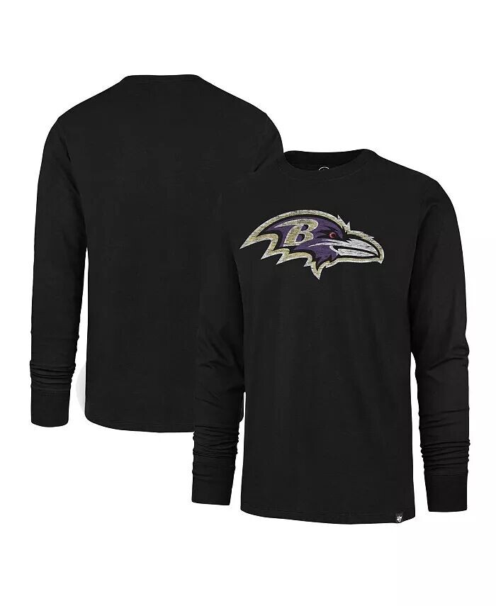 

Мужская черная потертая футболка Baltimore Ravens Premier Franklin с длинным рукавом '47 Brand