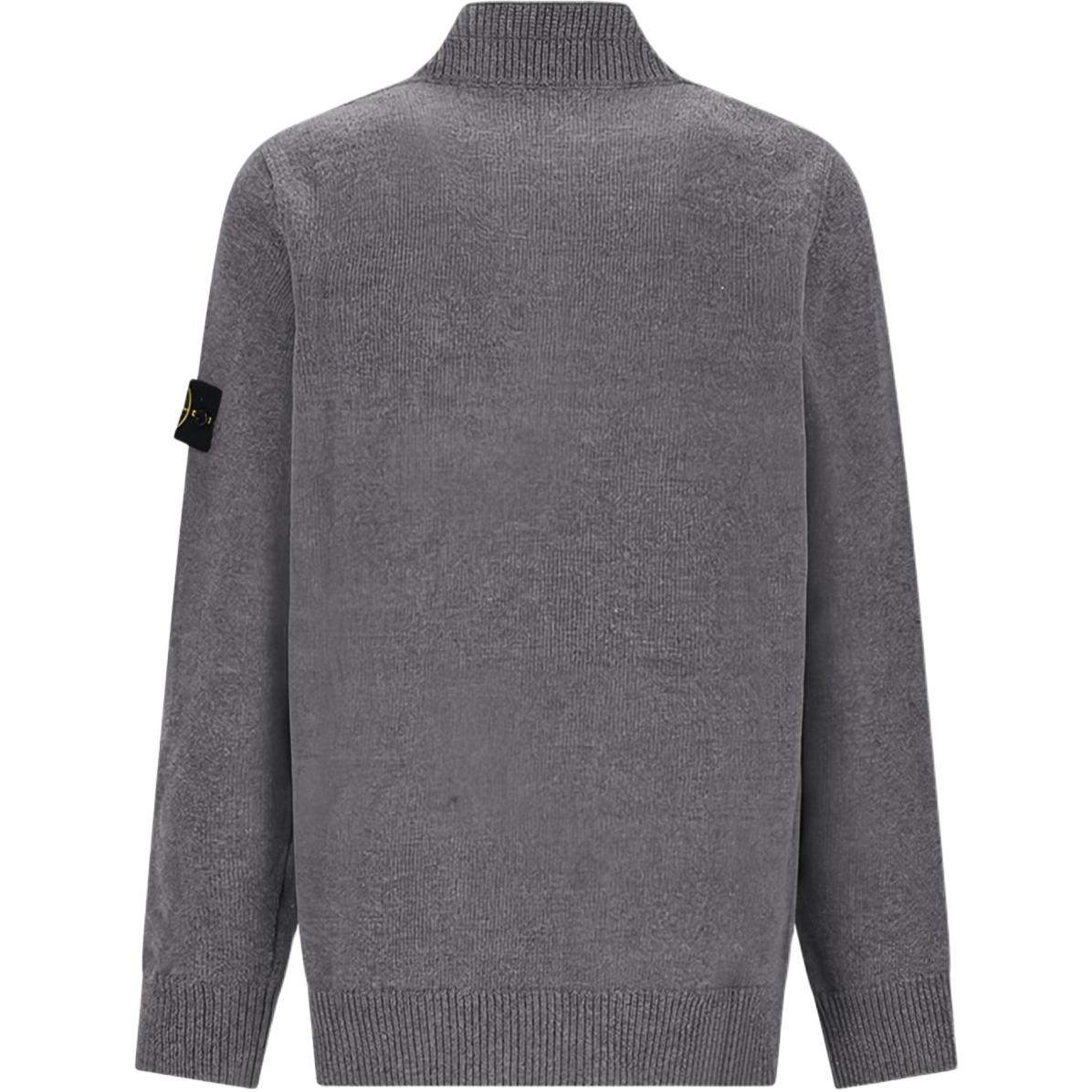 Stone Island Мужской свитер серого цвета с воротником-стойкой средней высоты — фото 3