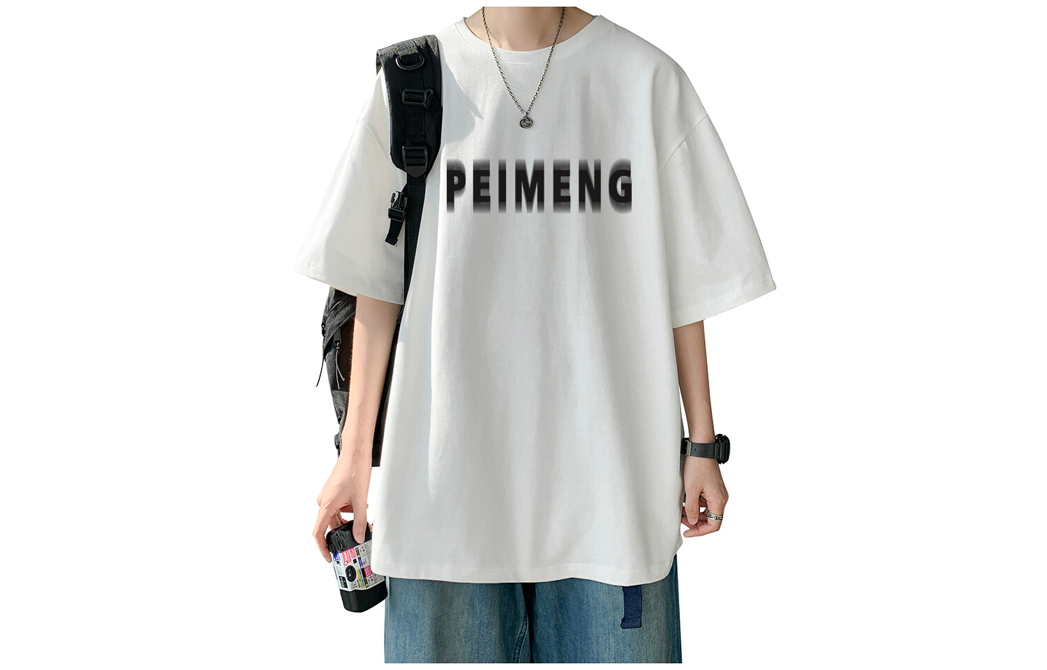 

Peimon Футболка унисекс Permon/PEIMENG, Белый (красный принт)