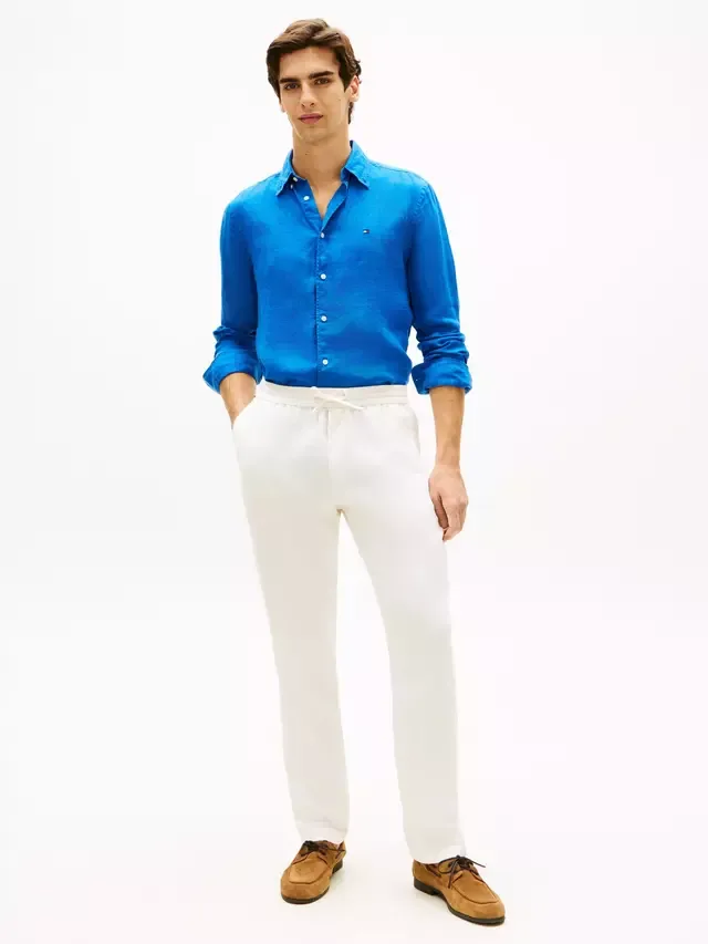 Рубашка из льняного поплина, стандартного кроя Tommy Hilfiger, Royal Blue — фото 2