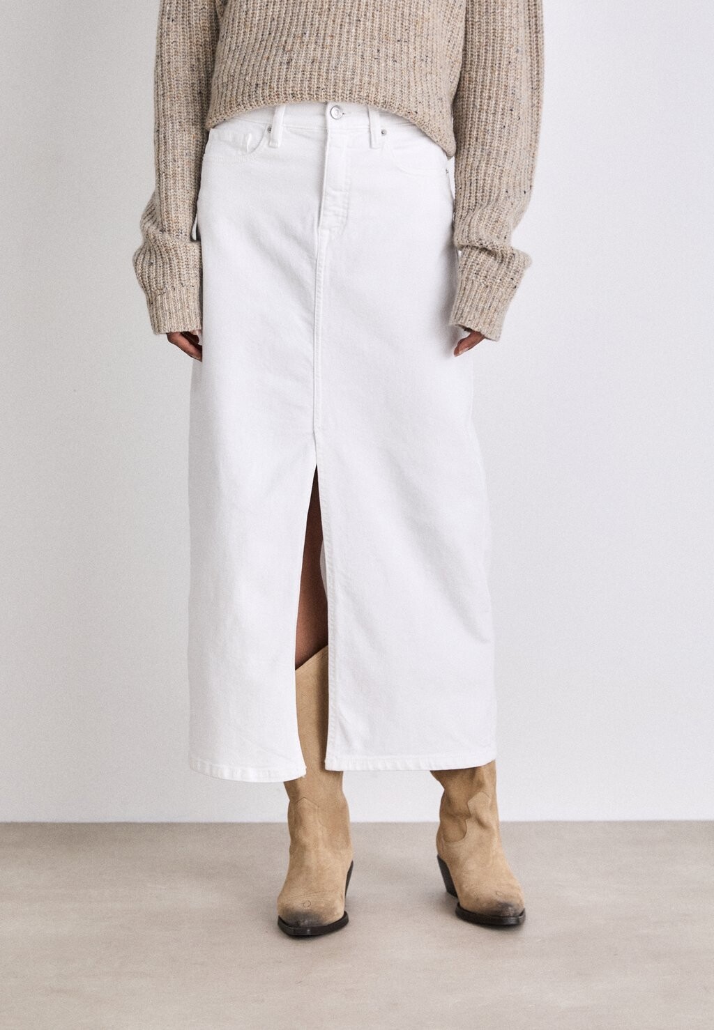 

Юбка макси HIGH RISE SKIRT FRONT VENT DKNY, белый