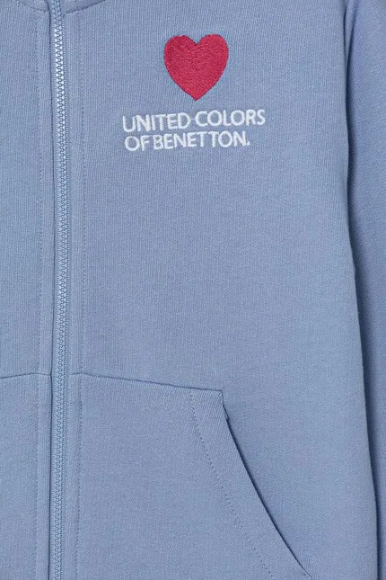 Детская толстовка на молнии базовая United Colors of Benetton, синий — фото 3