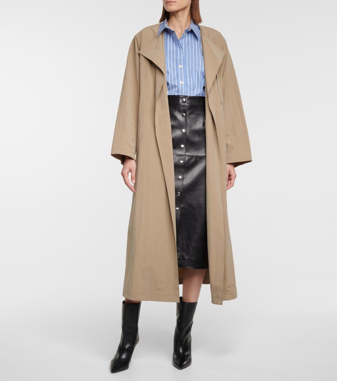 Юбка миди из кожи Blehor с высокой талией Isabel Marant, черный — фото 2