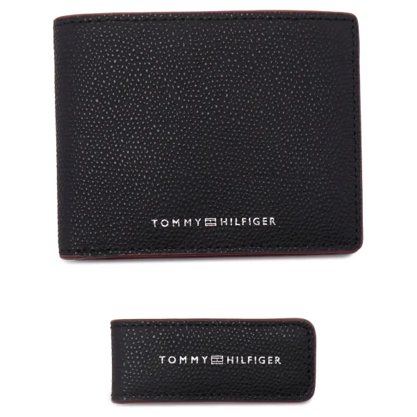 

Кожаный кошелек + зажим для денег Tommy Hilfiger, черный