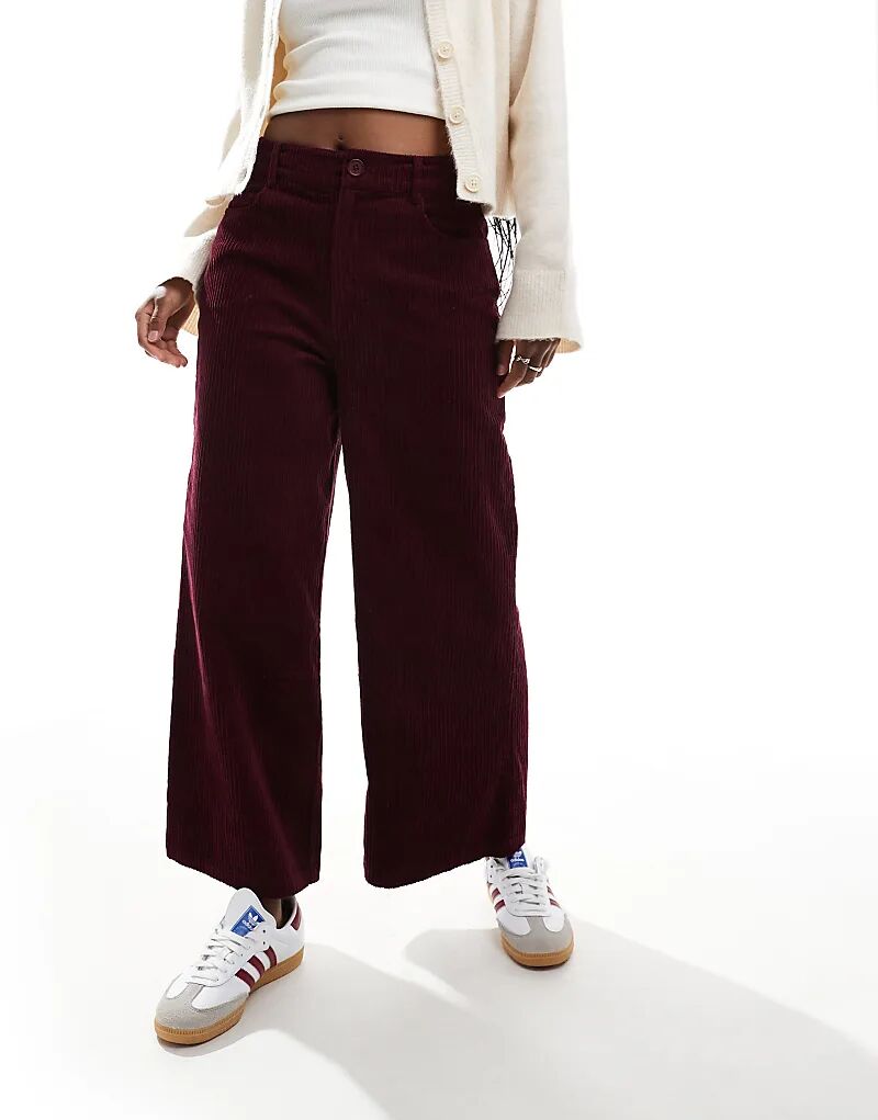 

Укороченные широкие брюки вельветового цвета ASOS DESIGN