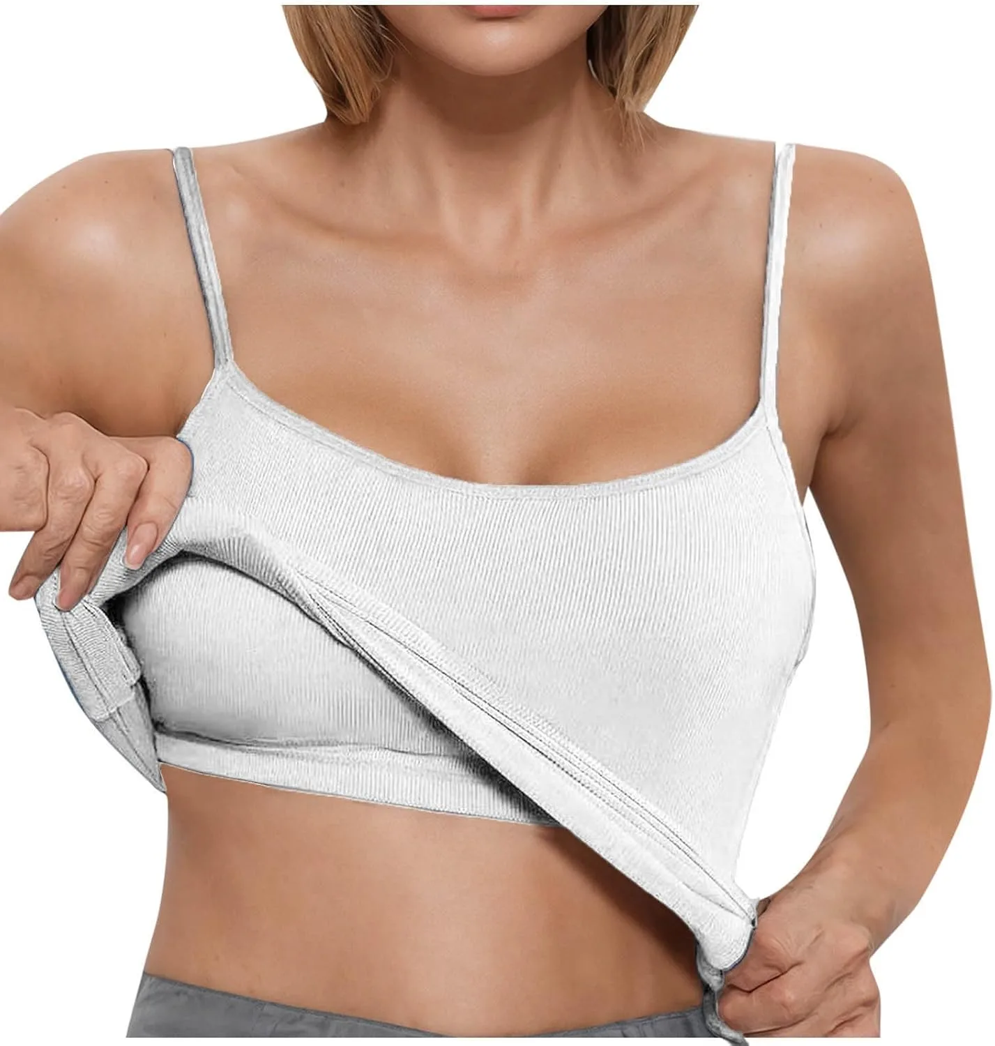 

Камисоль с встроенным бюстгальтером для женщин, спагетти-бретельки, хлопок Floleo