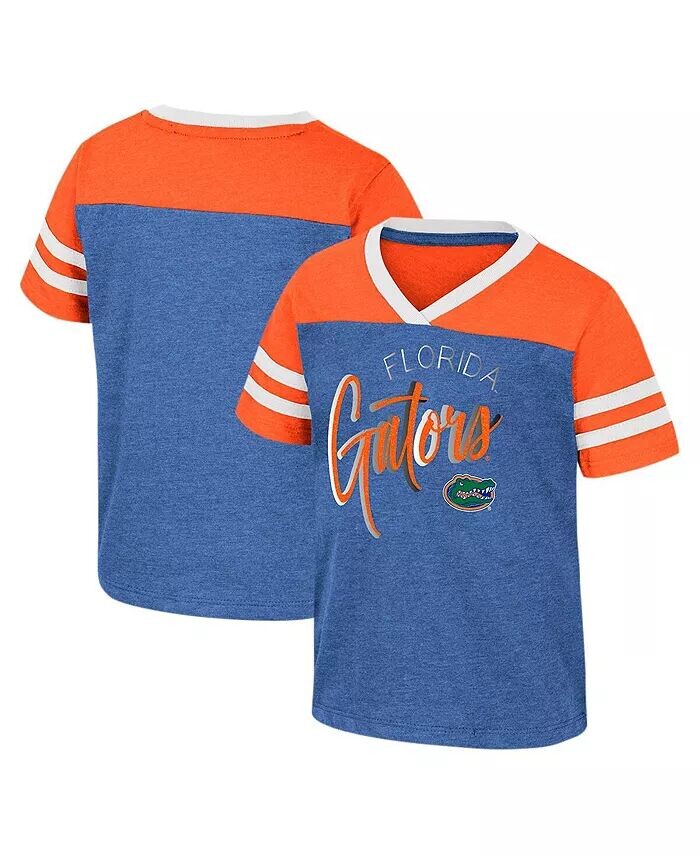 

Футболка для девочек малышей Royal Distressed Florida Gators Summer Foil с V-образным вырезом Colosseum