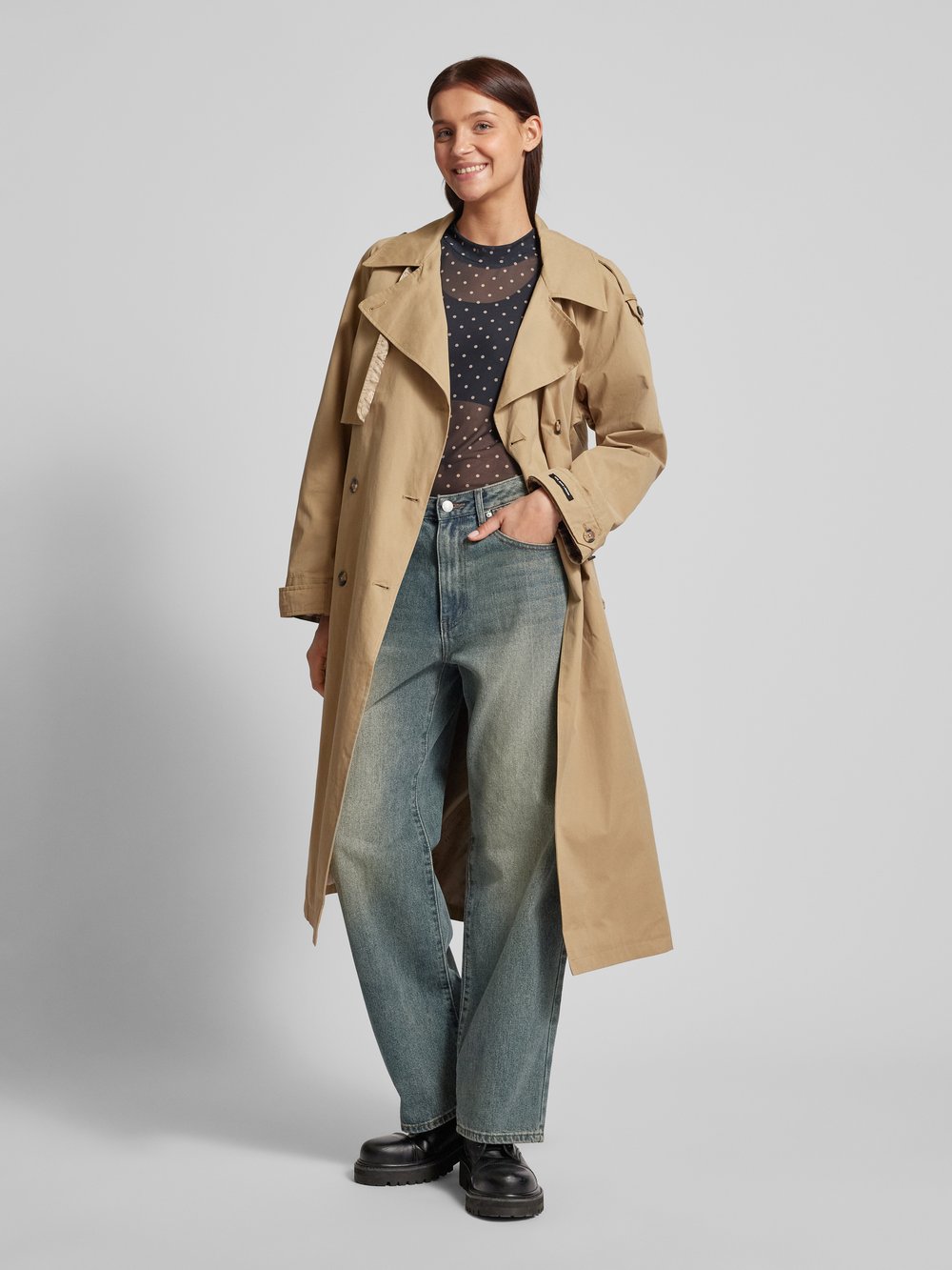 

Сетчатая рубашка с длинными рукавами и принтом Tom Tailor Denim, черный
