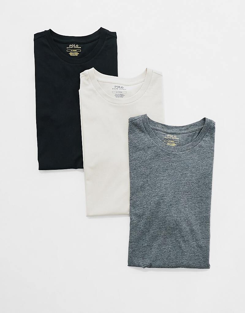 

Polo Ralph Lauren — комплект из 3 футболок с логотипом черного, каменно-бежевого и серого цветов