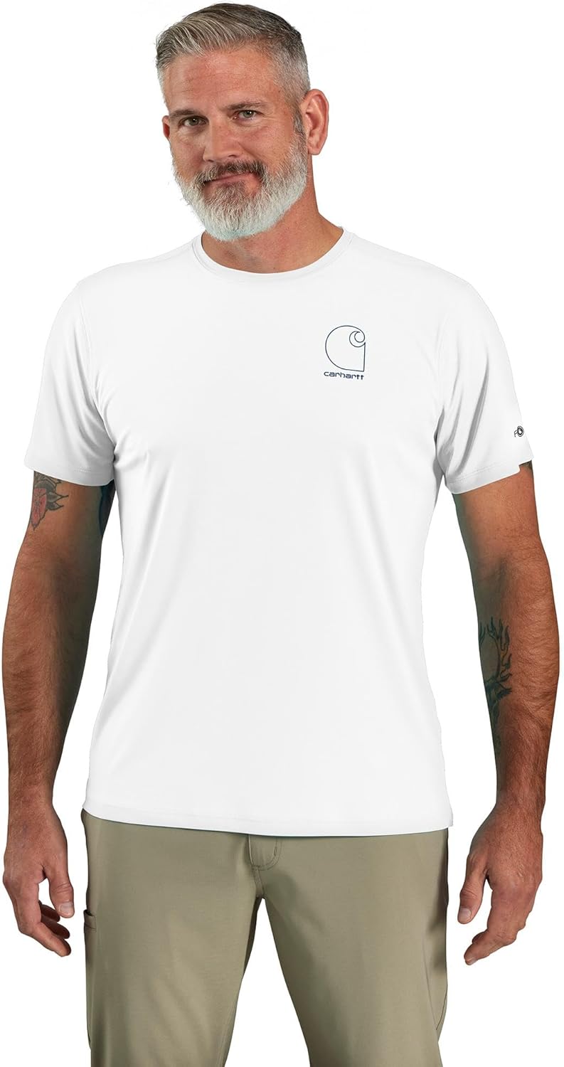

Легкая футболка Carhartt Mens Force Sun Defender с короткими рукавами и графическим логотипом, White/Navy, Белый, Легкая футболка Carhartt Mens Force Sun Defender с короткими рукавами и графическим логотипом, White/Navy