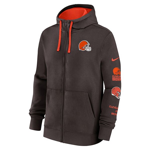 Мужская коричневая толстовка-худи cleveland browns club на молнии Nike — фото 3