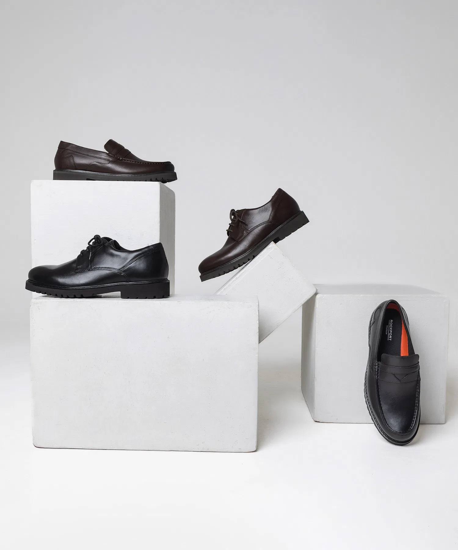Мужские туфли ROCKPORT MAVERICK из натуральной кожи коричневые — фото 4