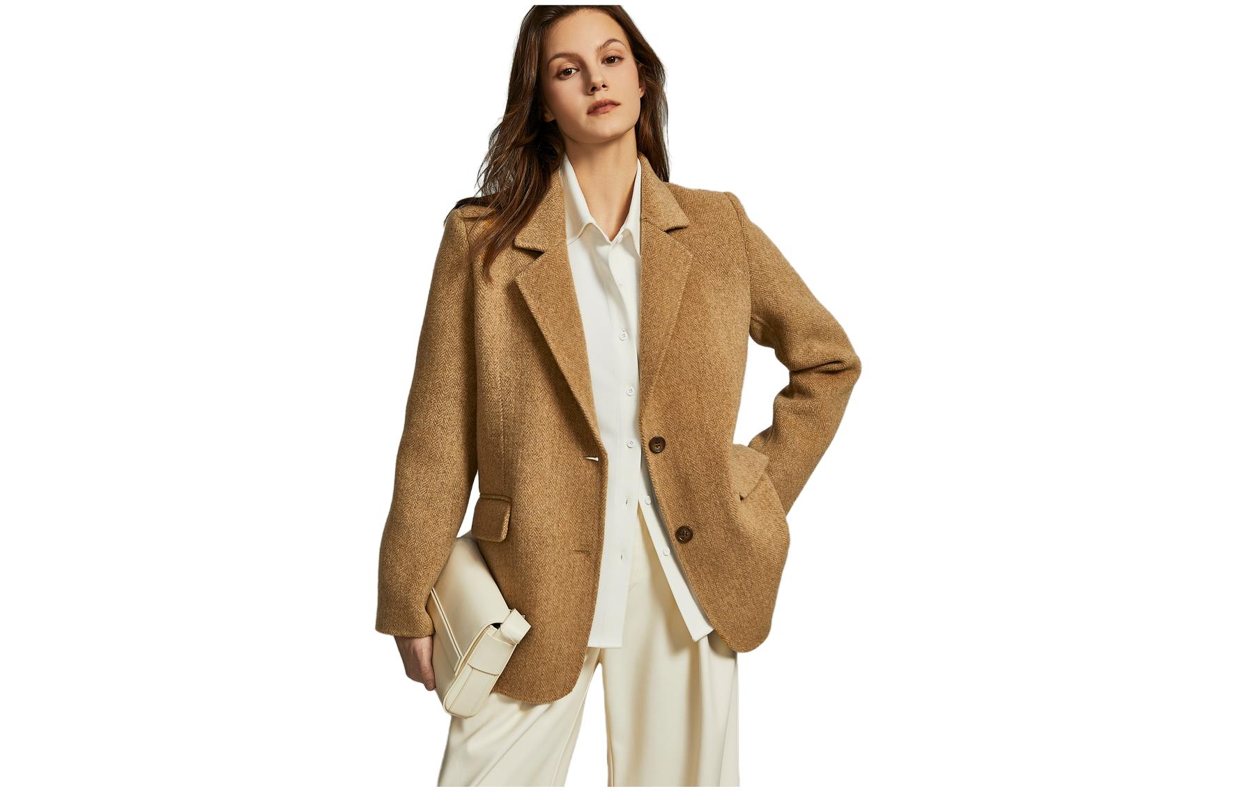 

Пальто женское с воротником-стойкой, умеренно прямое ELLE, хаки