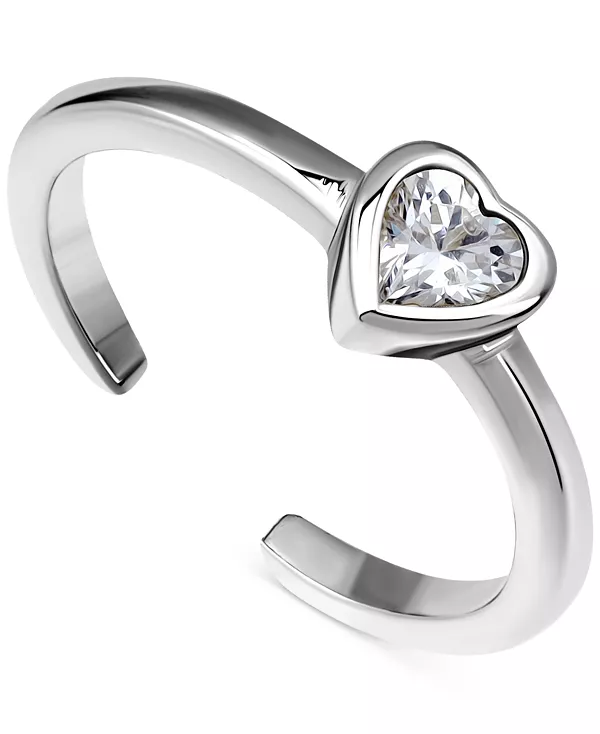 

Регулируемое кольцо для пальца ноги в форме сердца с кубическим цирконием из стерлингового серебра (также из стерлингового серебра с позолотой 18 карат), эксклюзивно в Macy's Giani Bernini, silver