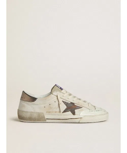 Мужские кроссовки Super-Star из замши с кожаной звездой GOLDEN GOOSE белые