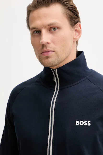 Бомбер мужской из мягкого хлопка Authentic Jacket Z BOSS, темно-синий — фото 4