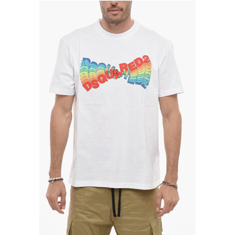 

Футболка с круглым вырезом и разноцветным логотипом Dsquared2, White