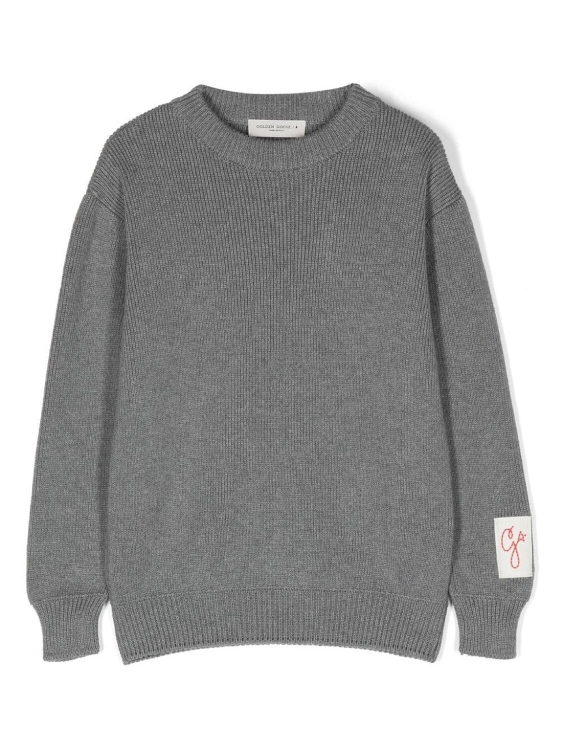 

Golden Goose Kids свитер с круглым вырезом и аппликацией логотипа, серый
