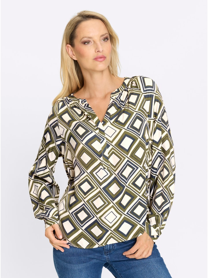 

Блузка с принтом цвета хаки и шампанского Heine
