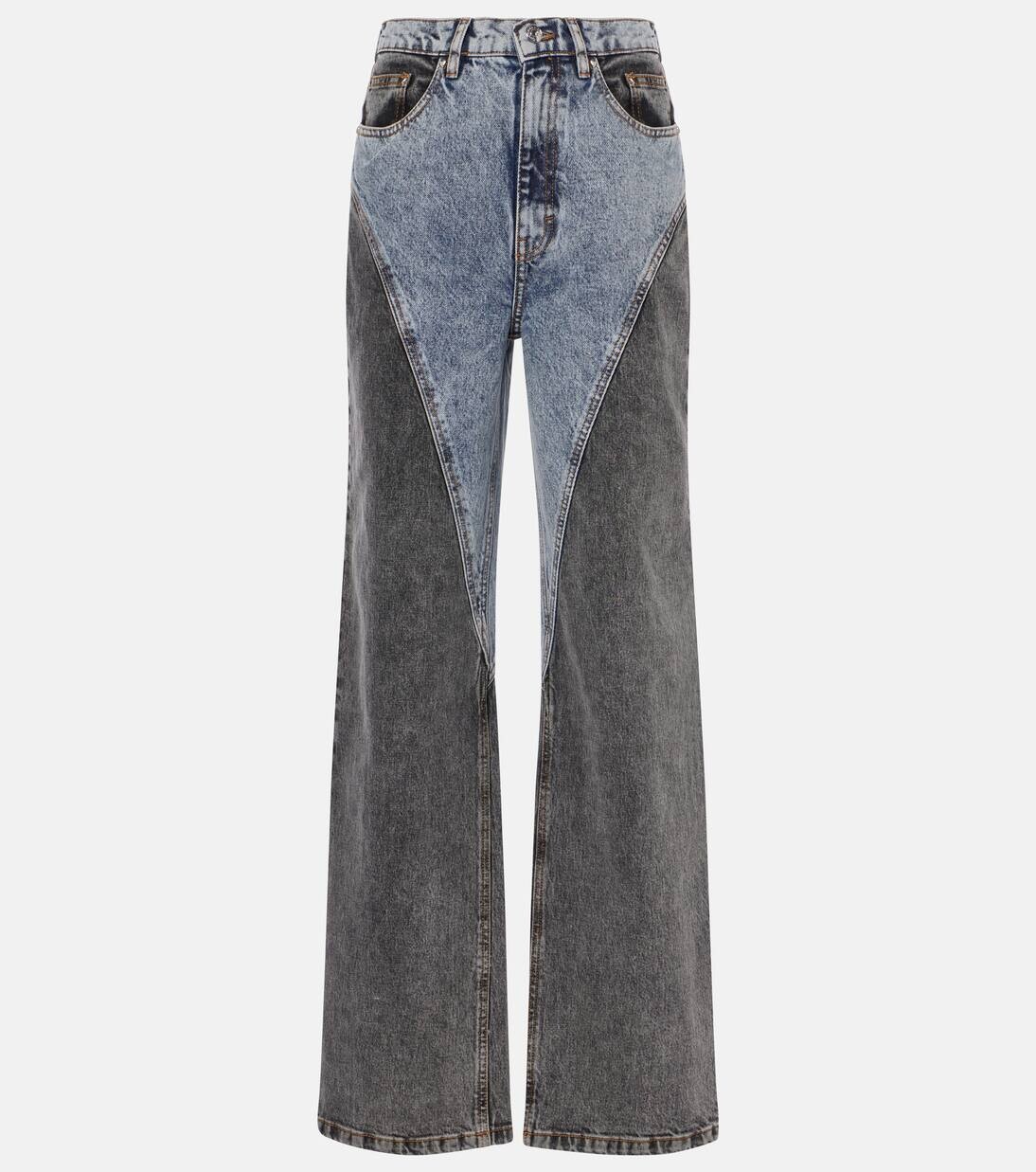

Широкие джинсы с высокой посадкой и вставками Rotate, цвет medium blue denim