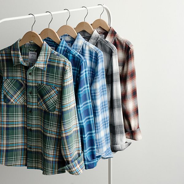 Фланелевая рубашка с длинным рукавом для мальчиков 8-20 лет, regular & husky Sonoma Goods For Life, Complex Plaid Blue — фото 2