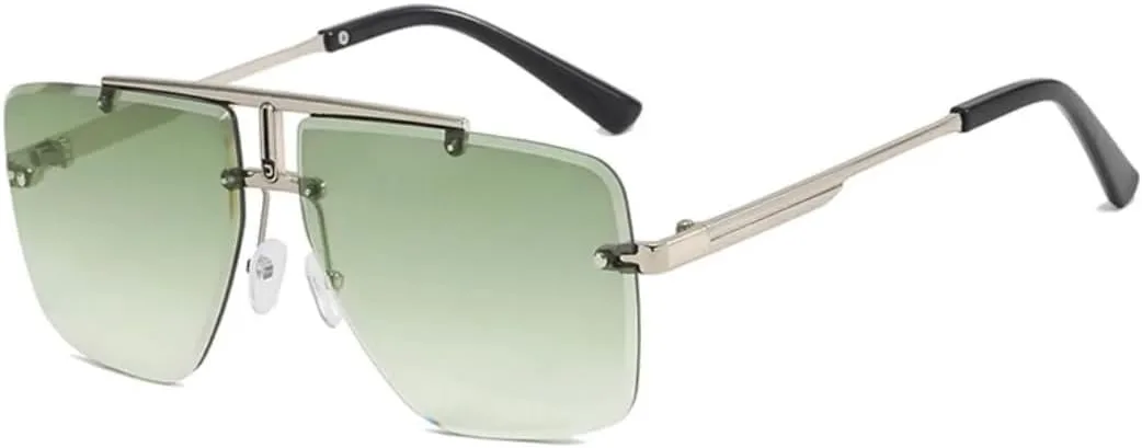 

Солнцезащитные очки с двойной оправой, безрамочные, для женщин и мужчин, в стиле ретро, ​​дизайнерские очки с защитой от УФ-излучения UV400 SZVVBKK, Green