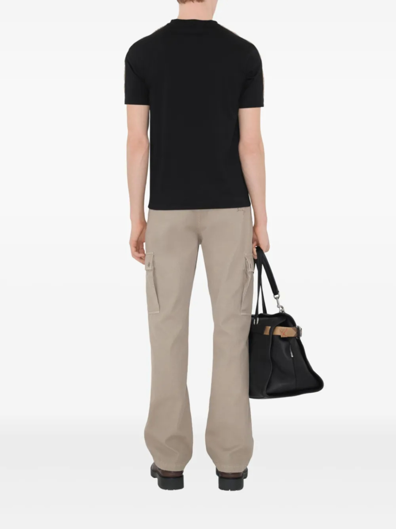 Футболка Burberry из хлопка с клетчатой отделкой, черный — фото 4