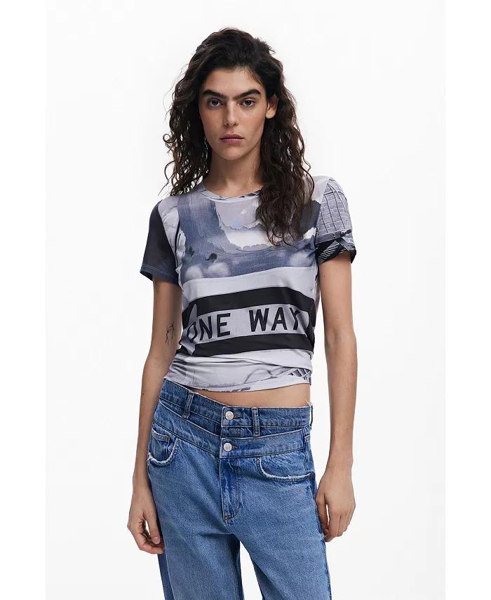 

Женская футболка с принтом Signal Desigual, черный