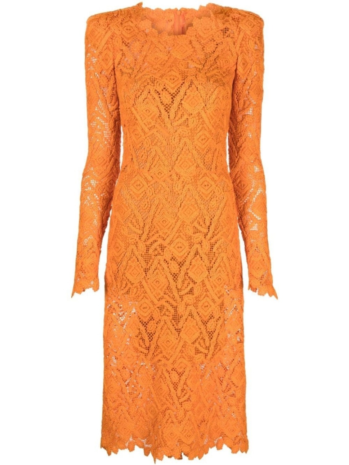 

Ermanno Scervino платье с длинными рукавами и кружевной отделкой, оранжевый