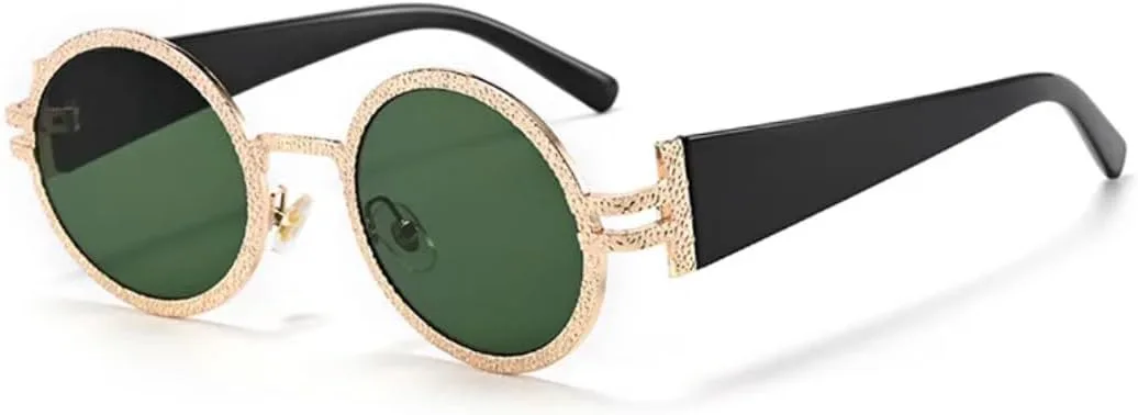 

Круглые солнцезащитные очки в металлической оправе для мужчин и женщин, модные панк-очки, женские очки с защитой от УФ-излучения UV400 HHZZYVY, Gold-green