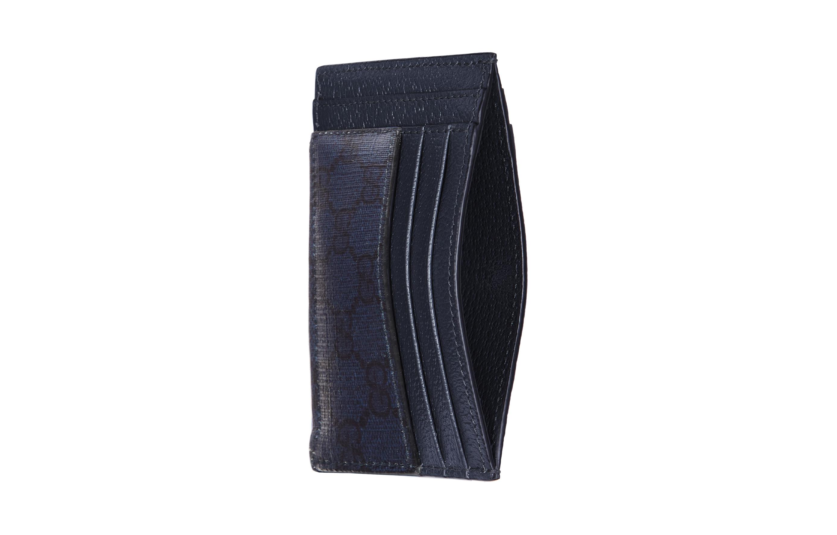 GUCCI Кожаный картхолдер Ophidia Canvas мужской синий и тёмно-синий — фото 4