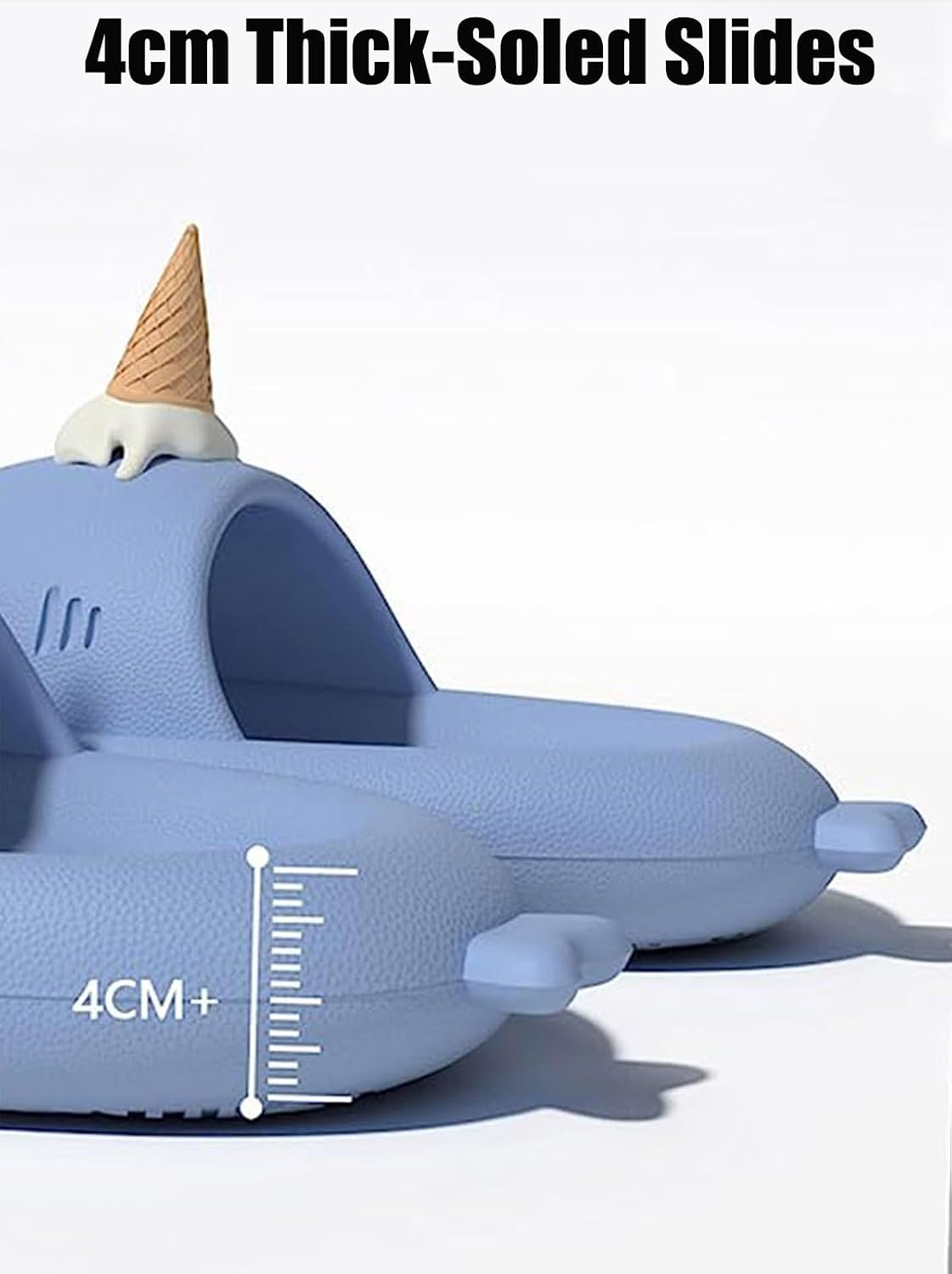 Сланцы Jfxgjuv Ice Cream с акулой, сланцы с 3D забавными плавниками, унисекс сланцы с облаками и акулой, ЭВА сланцы с открытым носком для душа, бассейна, пляжа, розовый — фото 3