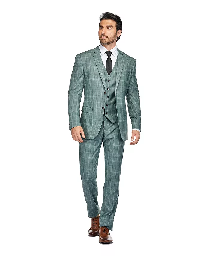 

Мужской трехсоставной костюм Slim Fit в зеленую клетку Gino Vitale, зеленый
