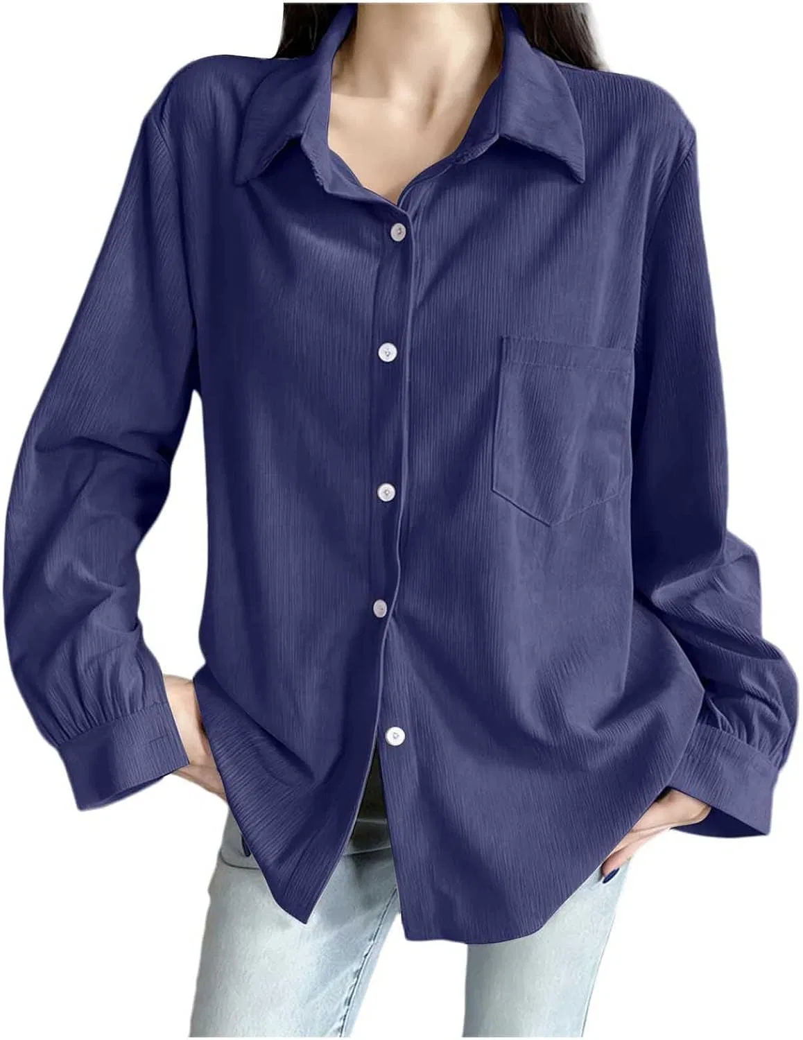 Блуза, длинный рукав, Corduroy Shirt, синий