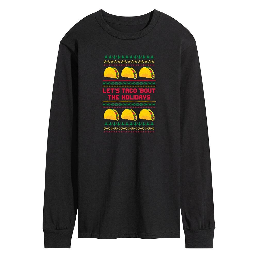 

Мужская футболка Lets Taco Bout The Holidays с длинным рукавом и рисунком Licensed Character, черный