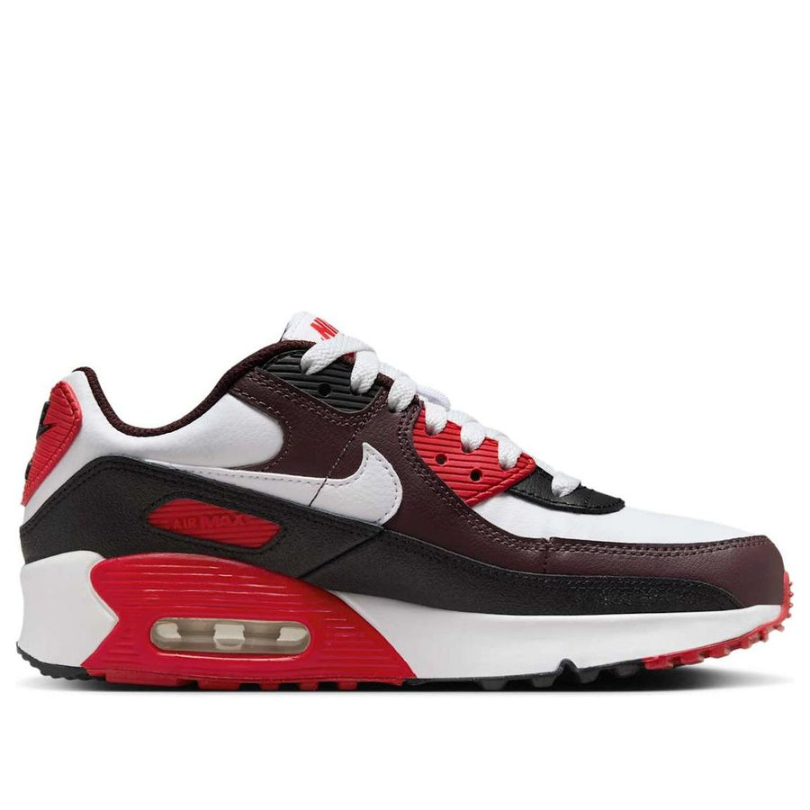 Кроссовки (GS) Nike Air Max 90 'Burgundy Crush Black University Red White', белый — фото 2