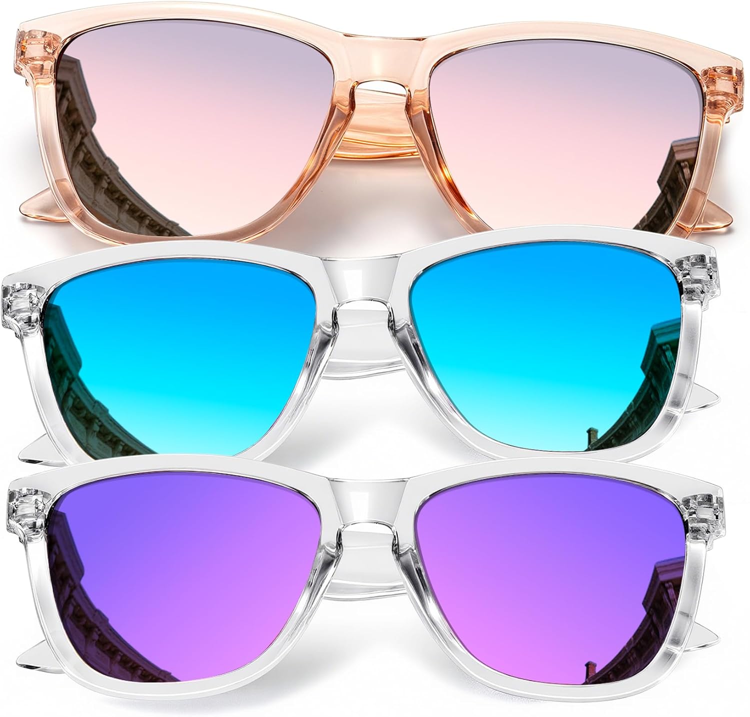 

Солнцезащитные очки KALIYADI для женщин, поляризованные, модные: ретро-солнцезащитные очки с защитой от УФ-излучения для путешествий и вождения, A13-pink/Ice Blue/Purple