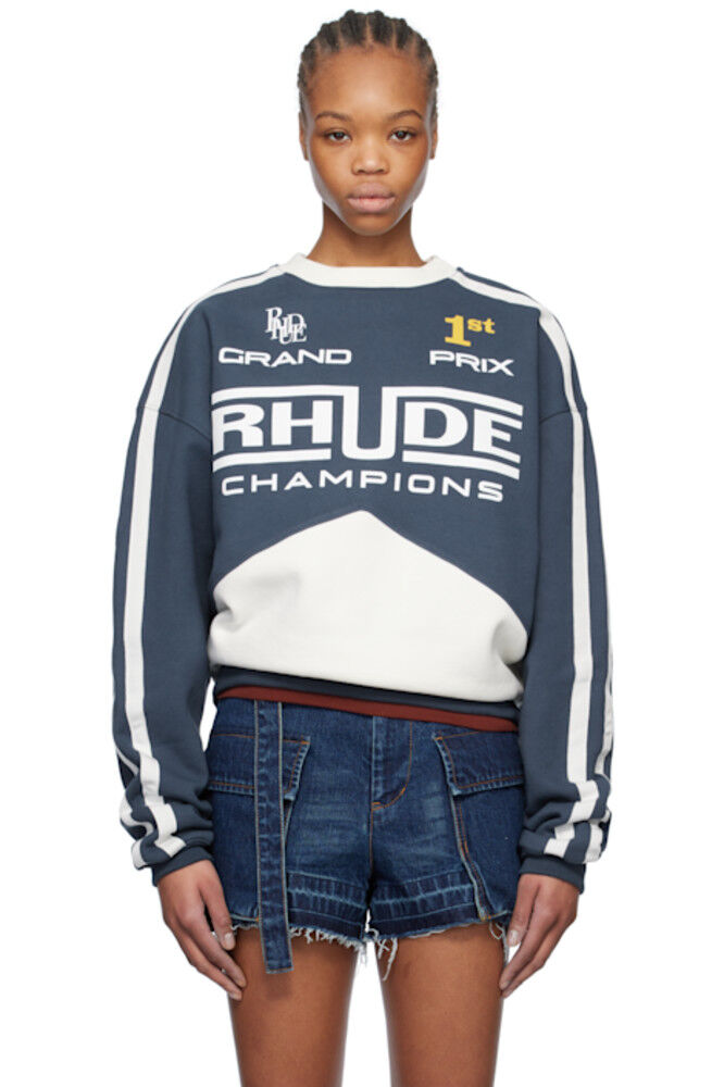 

Сине-белая толстовка с круглым вырезом «Rhude Champions»