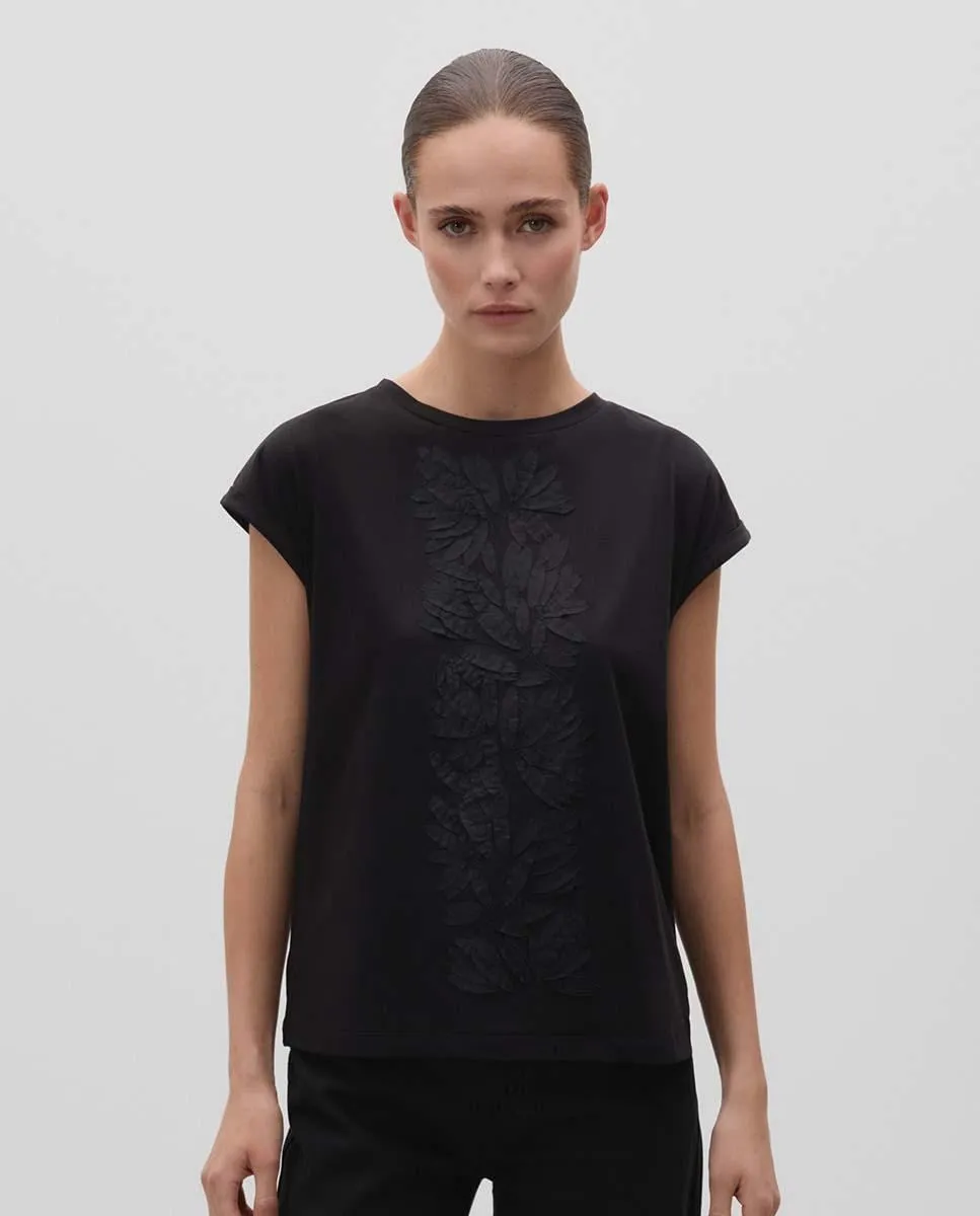 

Женская футболка с коротким рукавом и 3D вышивкой Simorra, черный