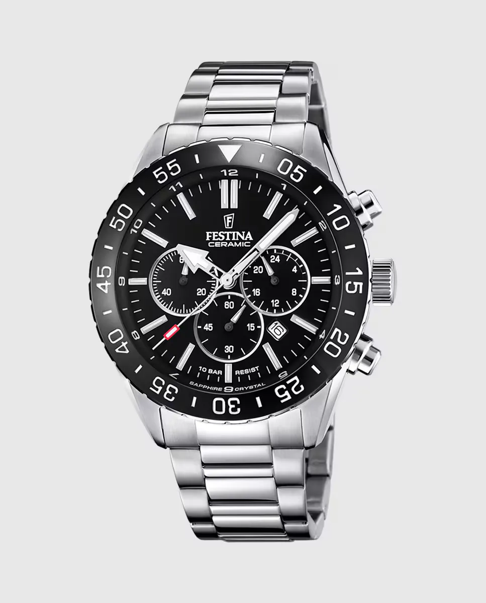 

F20575/3 Мужские керамические часы из серебристой стали Festina, серебряный