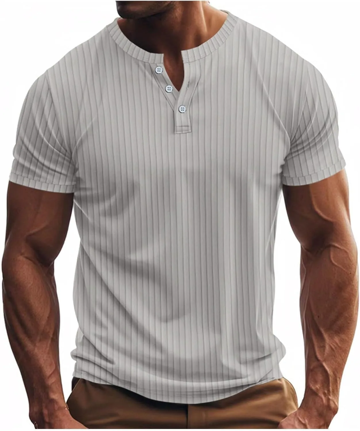 

Мужская футболка хенли с коротким рукавом