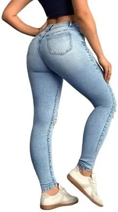 Женские джинсы Casual Distressed Slim-Fit High Stretch — фото 4
