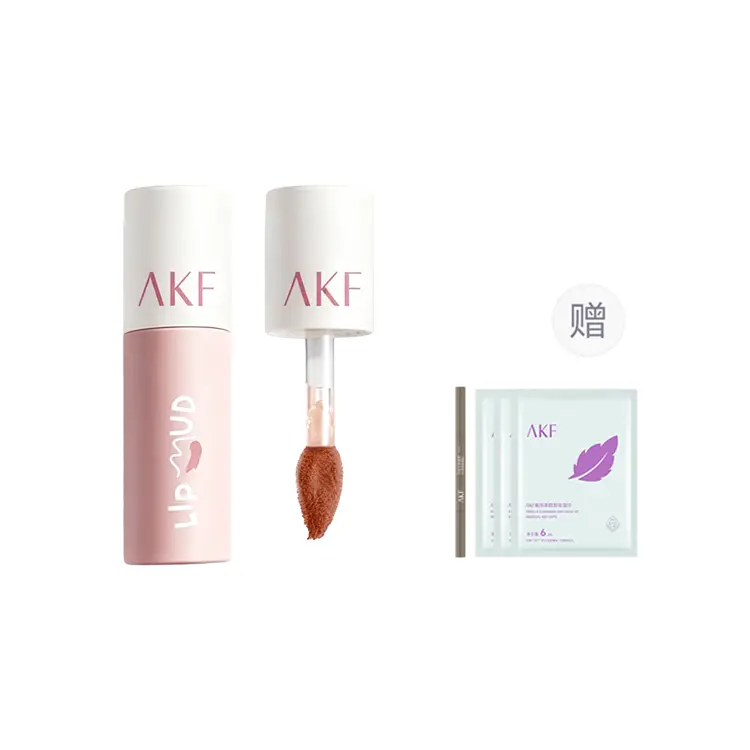 

Матовый блеск для губ Lip Clay с эффектом осветления, легко растушевывается, стойкий AKF, Maple Syrup Gingerbread M12+Eyebrow Pencil 01+Makeup Remover Wet Wipes 18ml