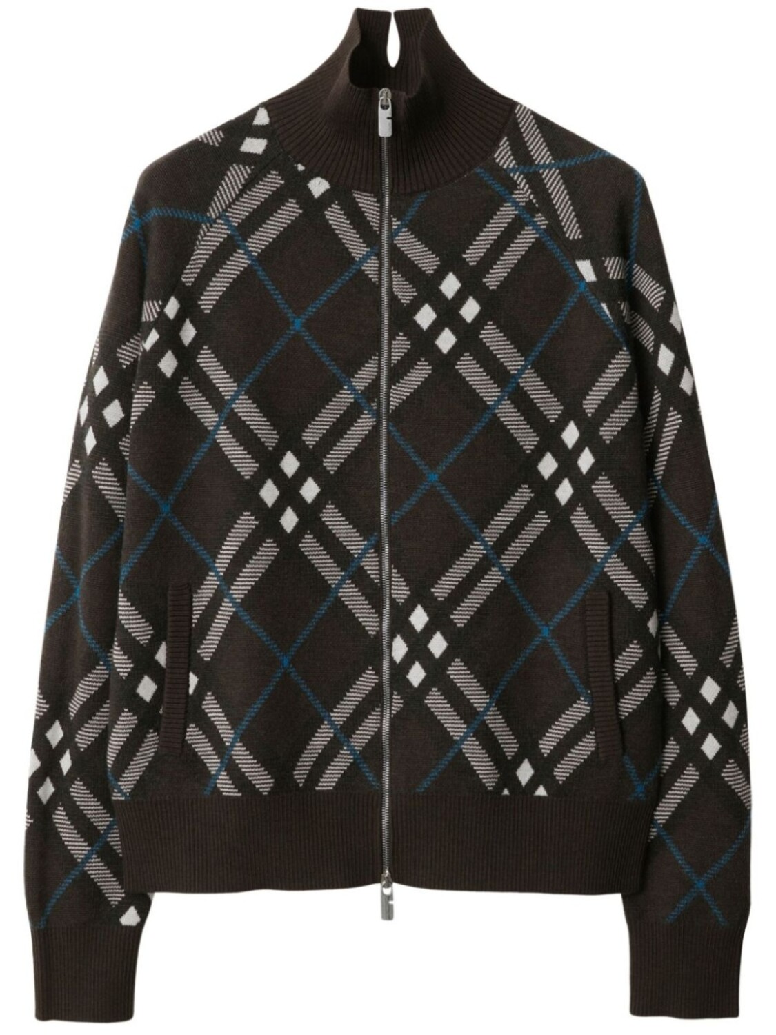Кардиган Burberry на молнии в клетку, коричневый